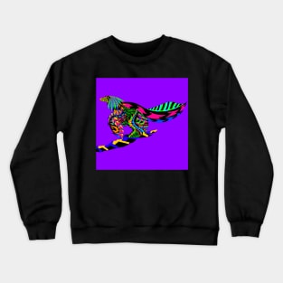 the bird dinosaur in ecopop mandala pattern Crewneck Sweatshirt